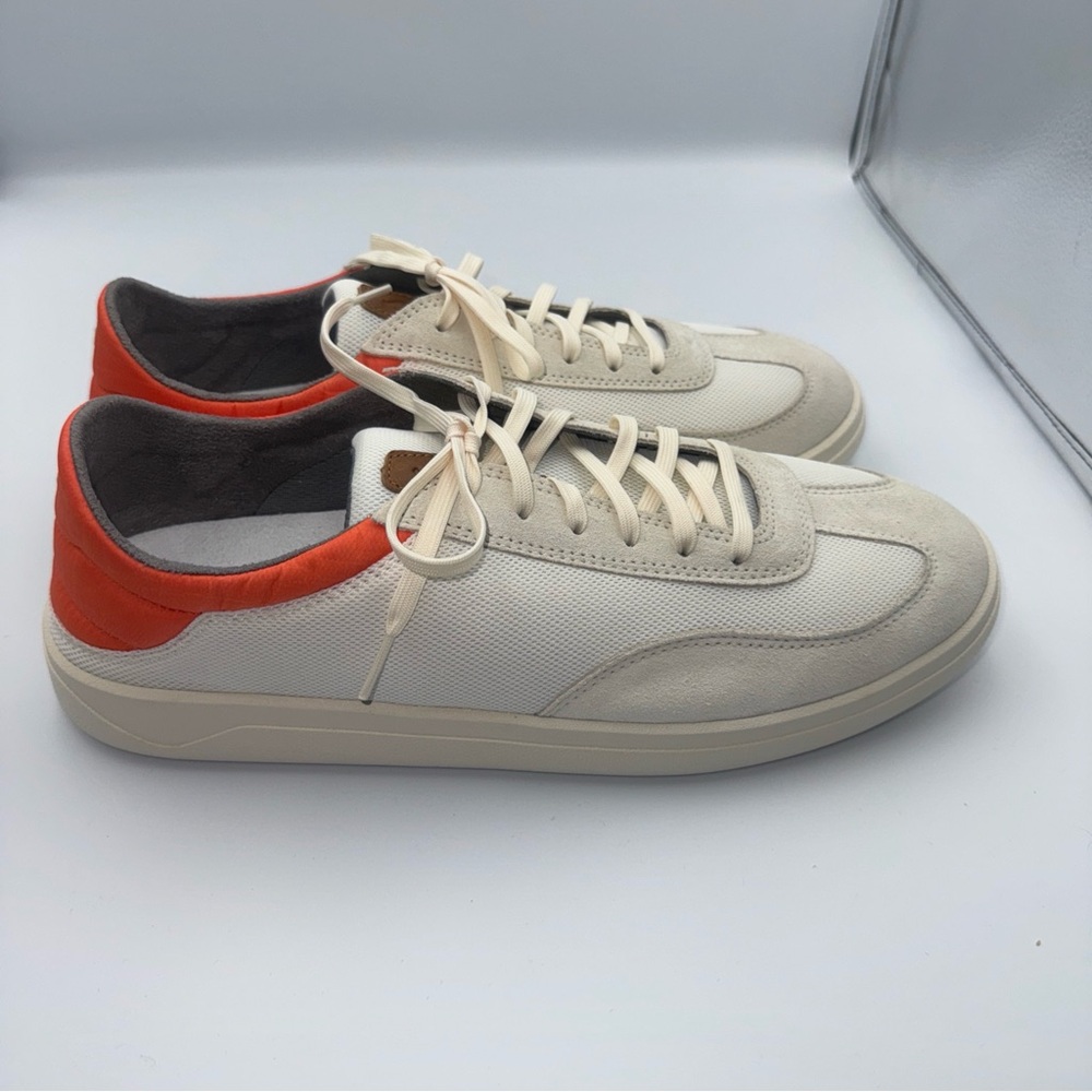 Olukai Punini Everyday Sneakers‎ Off-White/Molten Orange Size 13 NEW